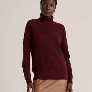 Quince 100% Cashmere Turtleneck Sweater NWT Burgundy Size L